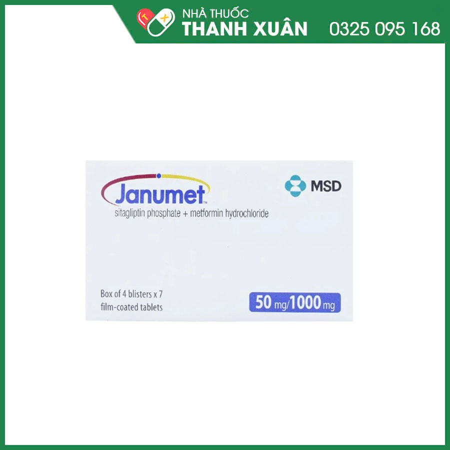 Janumet 50mg/1000mg thuốc điều trị đái tháo đường týp 2